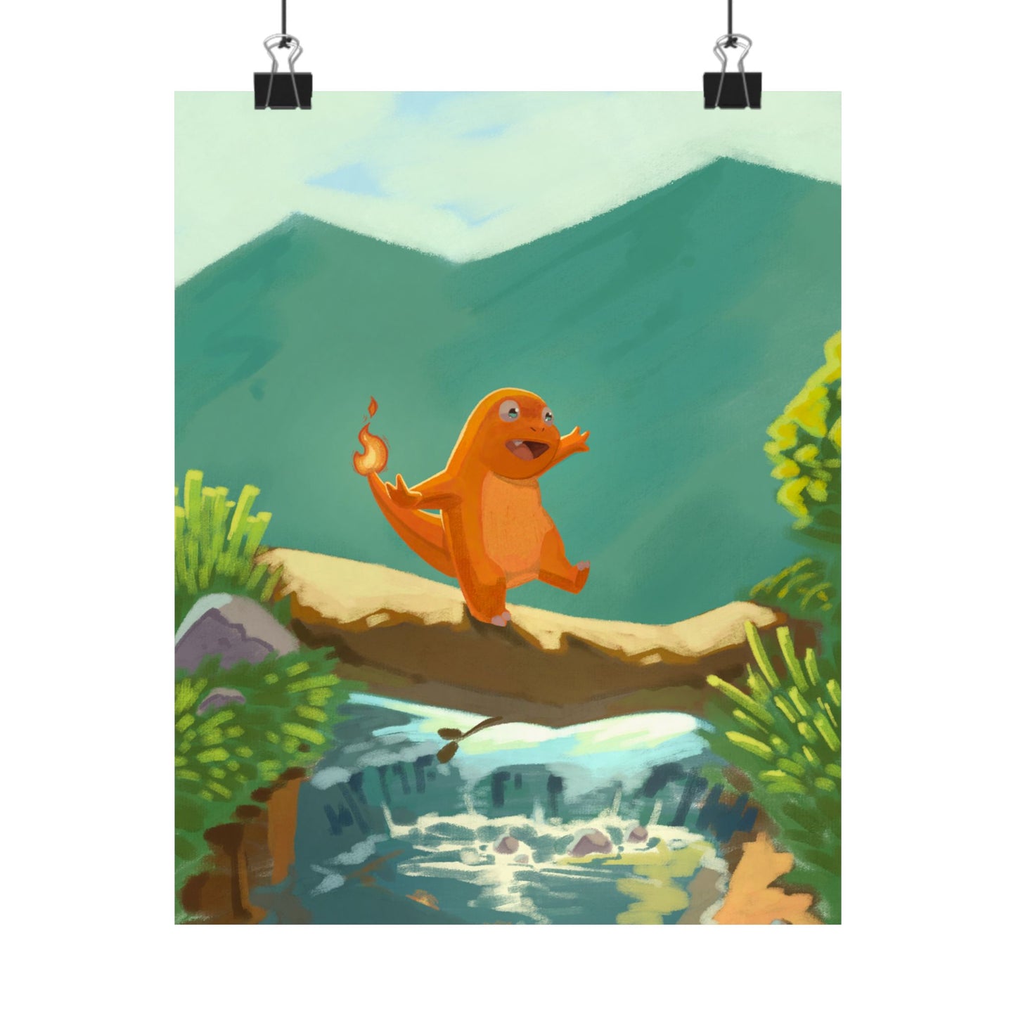 Little Orange Lizard Mountain Walk Poster