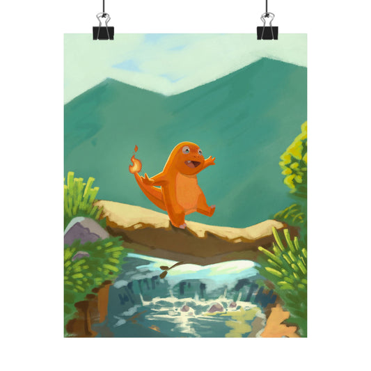 Little Orange Lizard Mountain Walk Poster