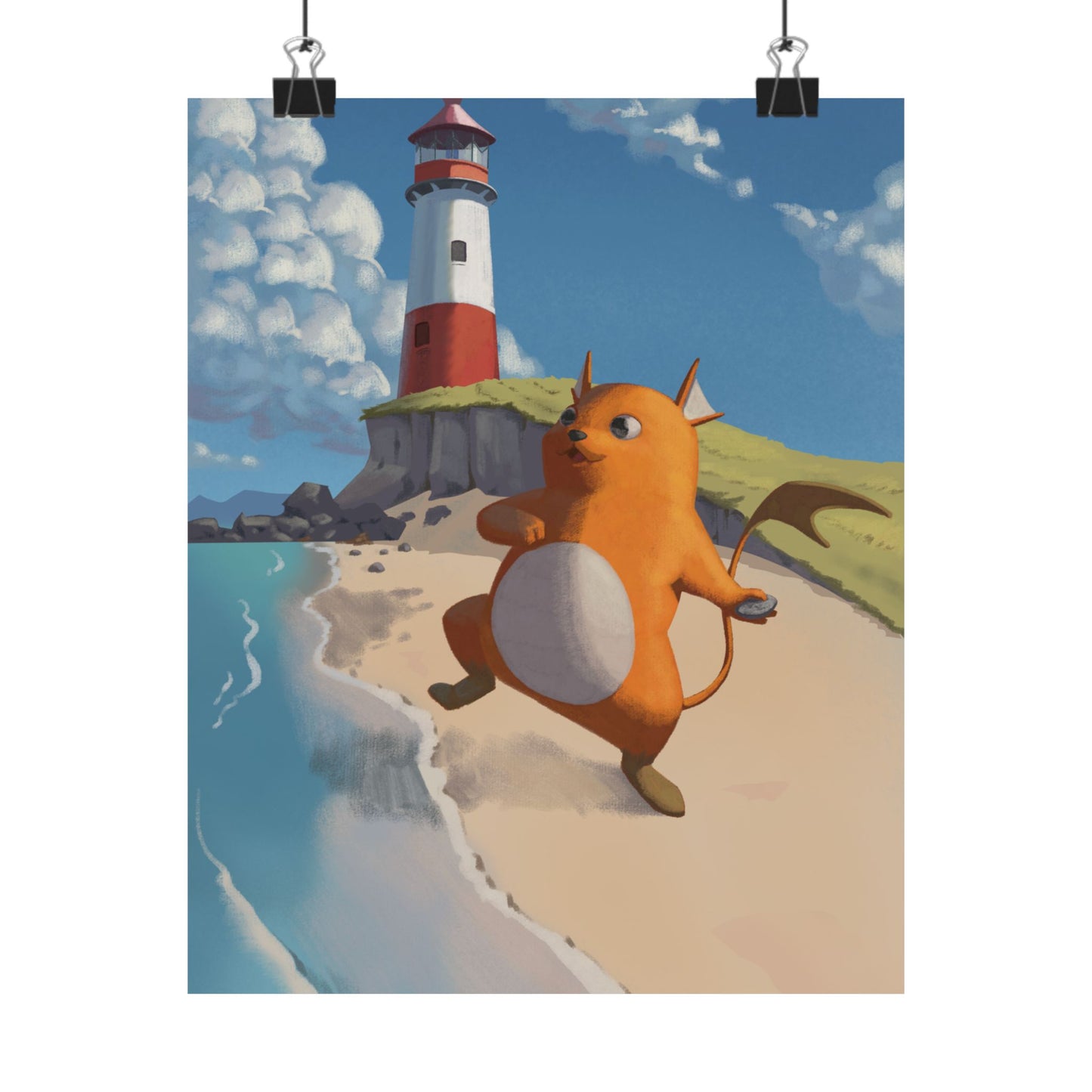 Lighthouse Beach Cute Creature Poster