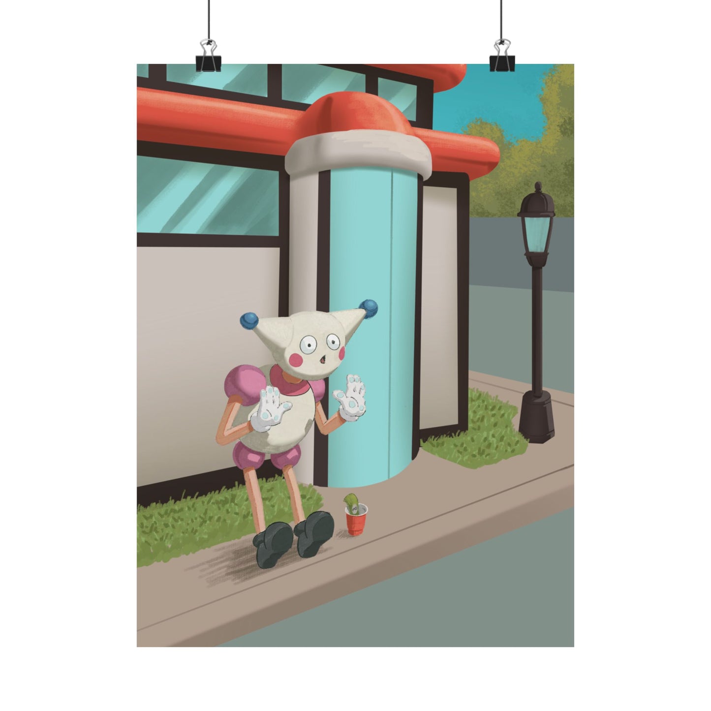 Mime at Bus Stop Poster