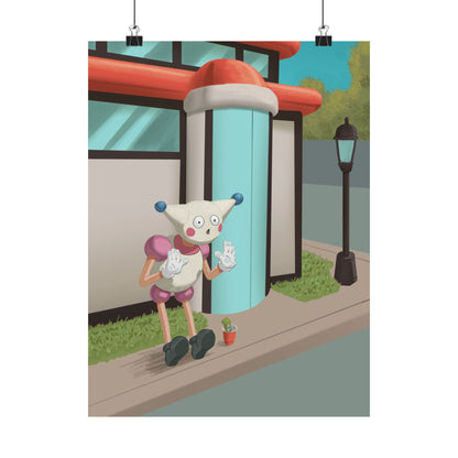 Mime at Bus Stop Poster