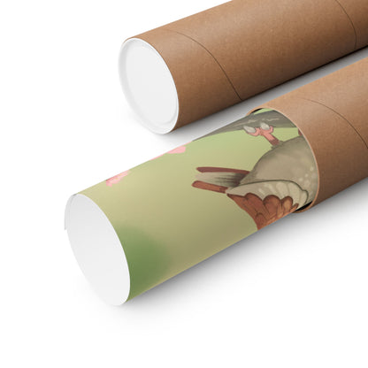 Bird on Cherry Blossom Branch Poster