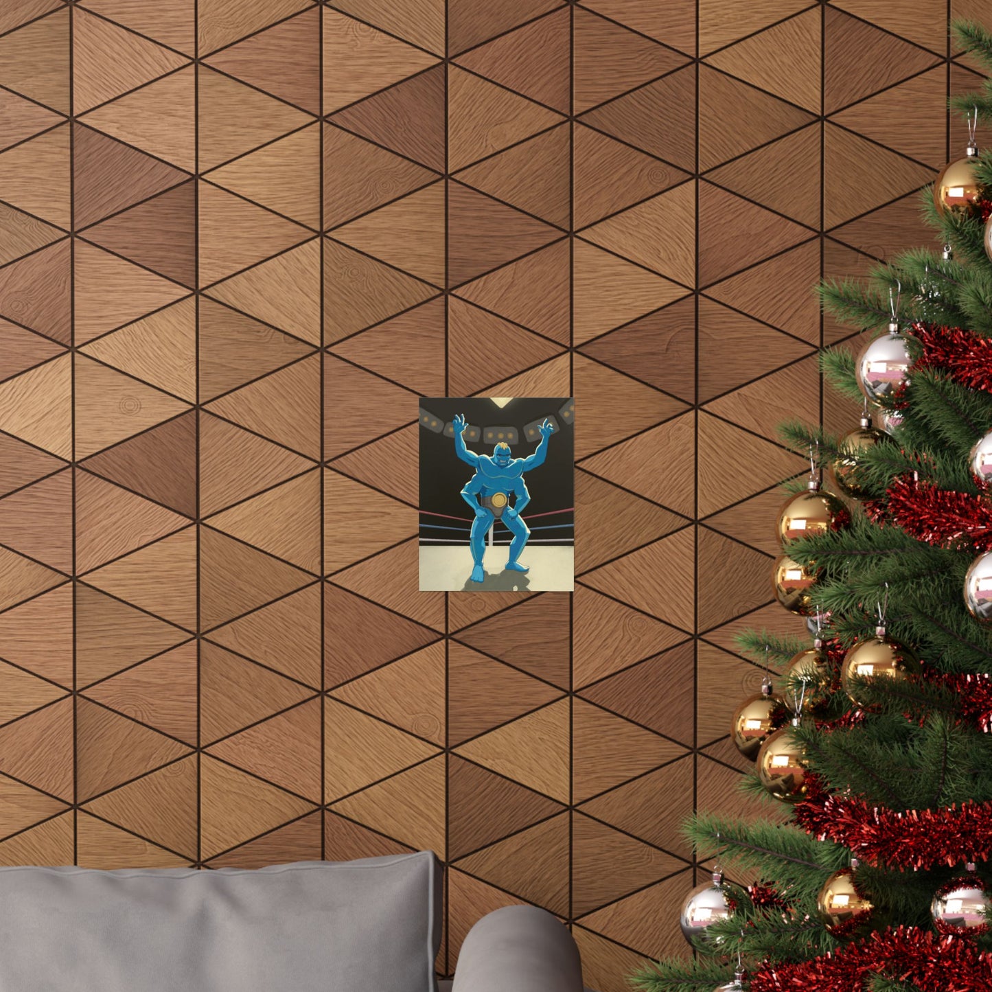 Blue Four-Armed Wrestler Poster