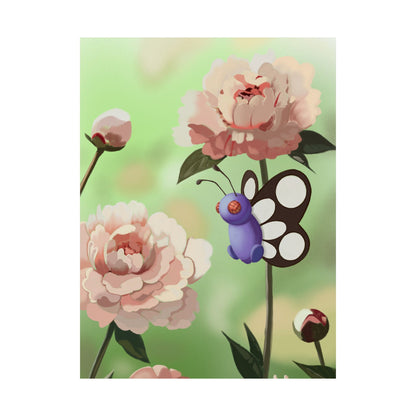 Floral Butterfly Pink Peonies Poster
