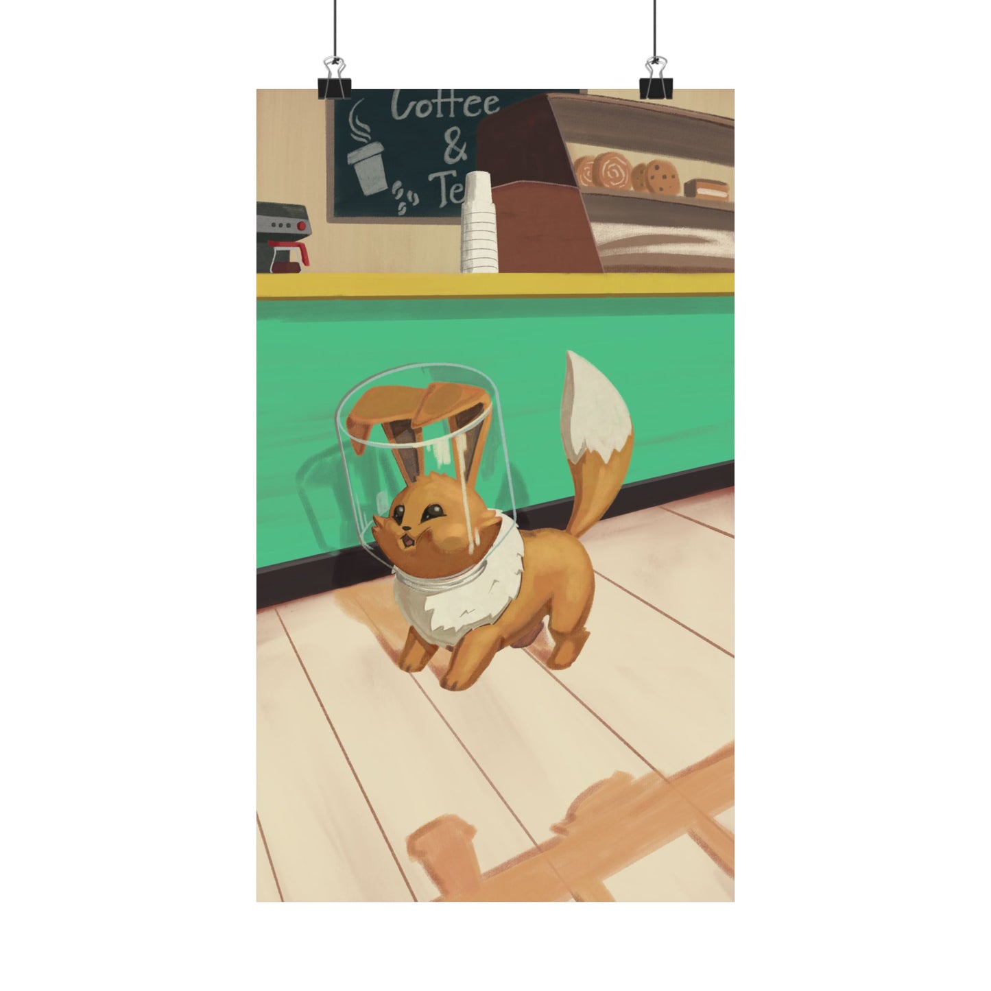 Cute Fox in Helmet Matte Vertical Poster