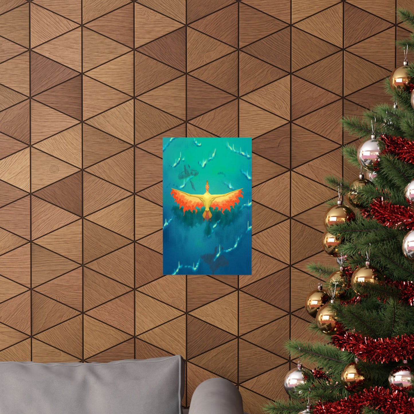 Phoenix Over Ocean Matte Vertical Poster