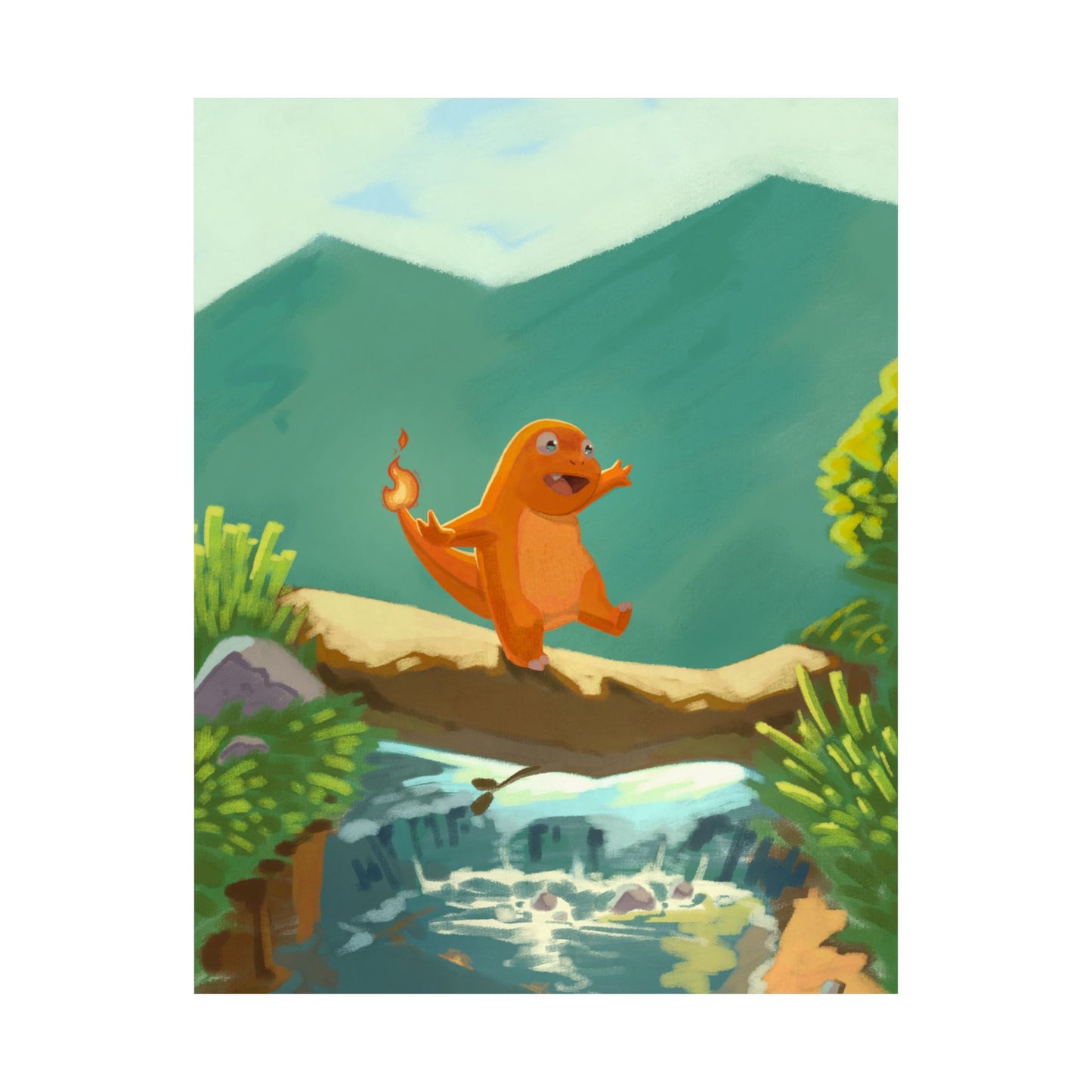 Little Orange Lizard Mountain Walk Poster