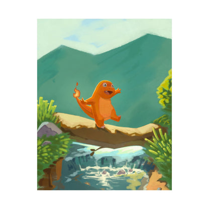 Little Orange Lizard Mountain Walk Poster