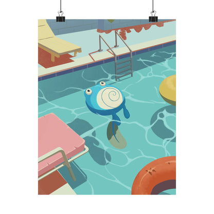 Pool Float Blue Frog Poster