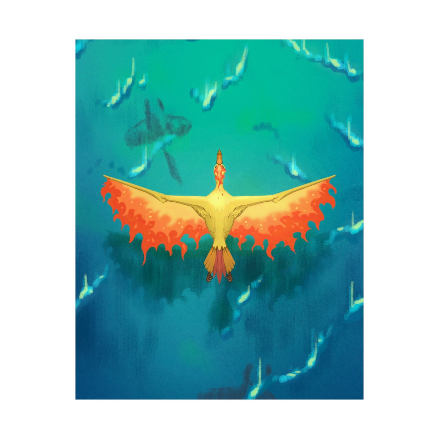Phoenix Over Ocean Matte Vertical Poster