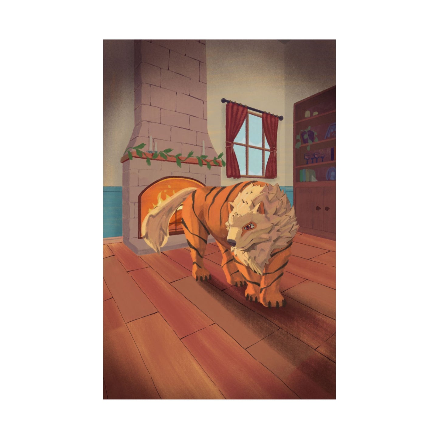 Tiger in Cozy Hearth Matte Poster