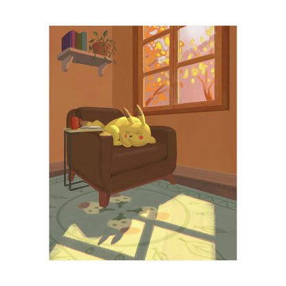 Cozy Yellow Kitty Sunlit Room Poster
