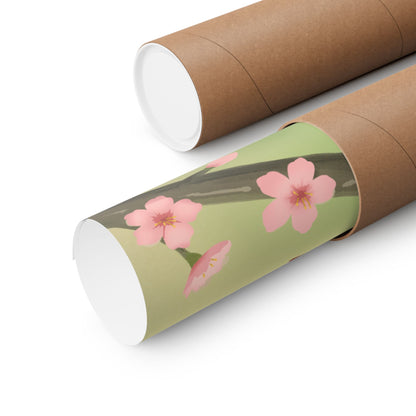 Bird on Cherry Blossom Branch Poster