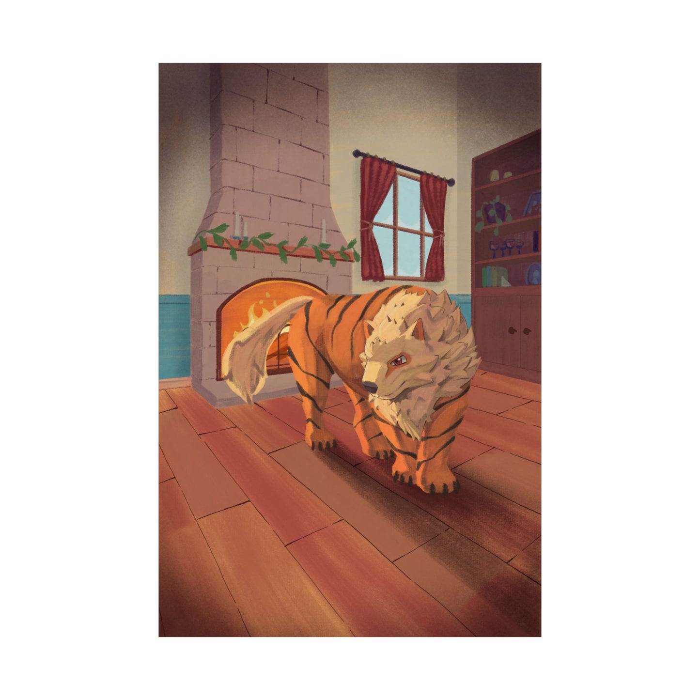 Tiger in Cozy Hearth Matte Poster