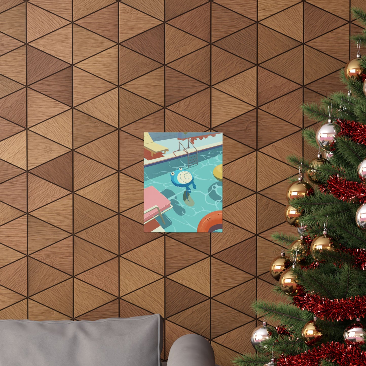 Pool Float Blue Frog Poster
