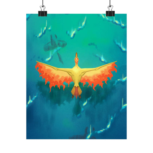 Phoenix Over Ocean Matte Vertical Poster
