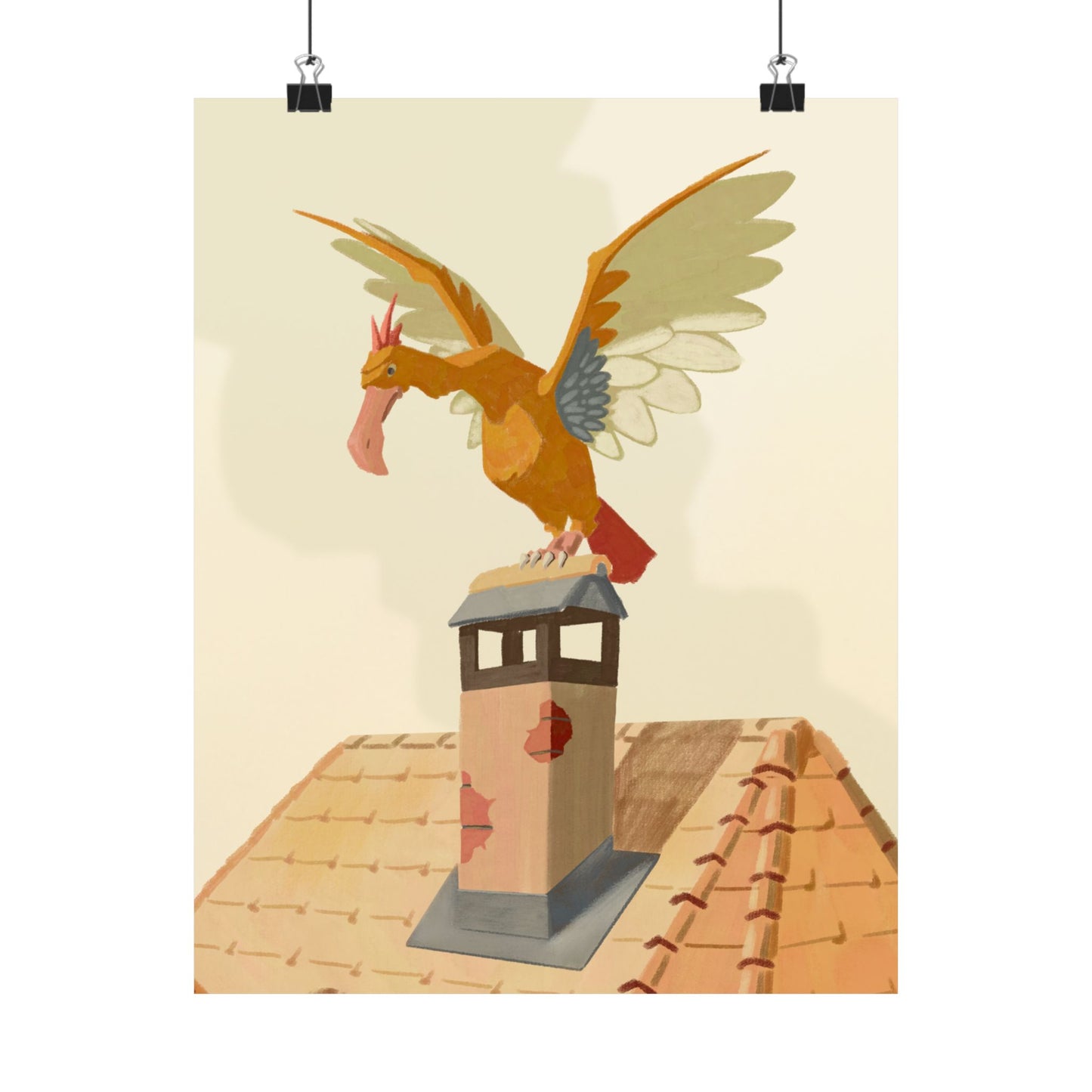 Scarecrow Stork Chimney Poster