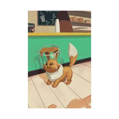 Cute Fox in Helmet Matte Vertical Poster