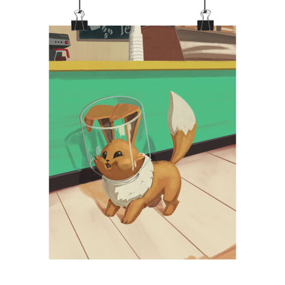 Cute Fox in Helmet Matte Vertical Poster