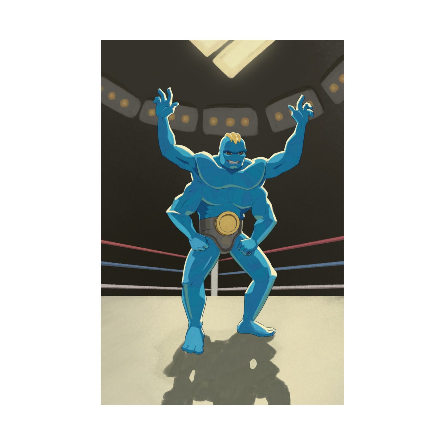 Blue Four-Armed Wrestler Poster
