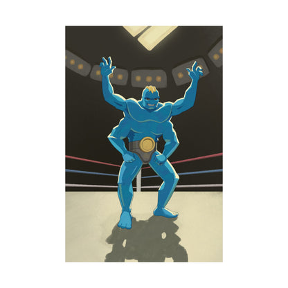 Blue Four-Armed Wrestler Poster