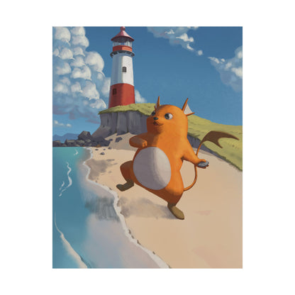Lighthouse Beach Cute Creature Poster