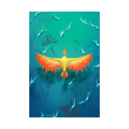 Phoenix Over Ocean Matte Vertical Poster
