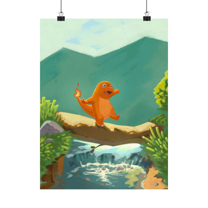 Little Orange Lizard Mountain Walk Poster