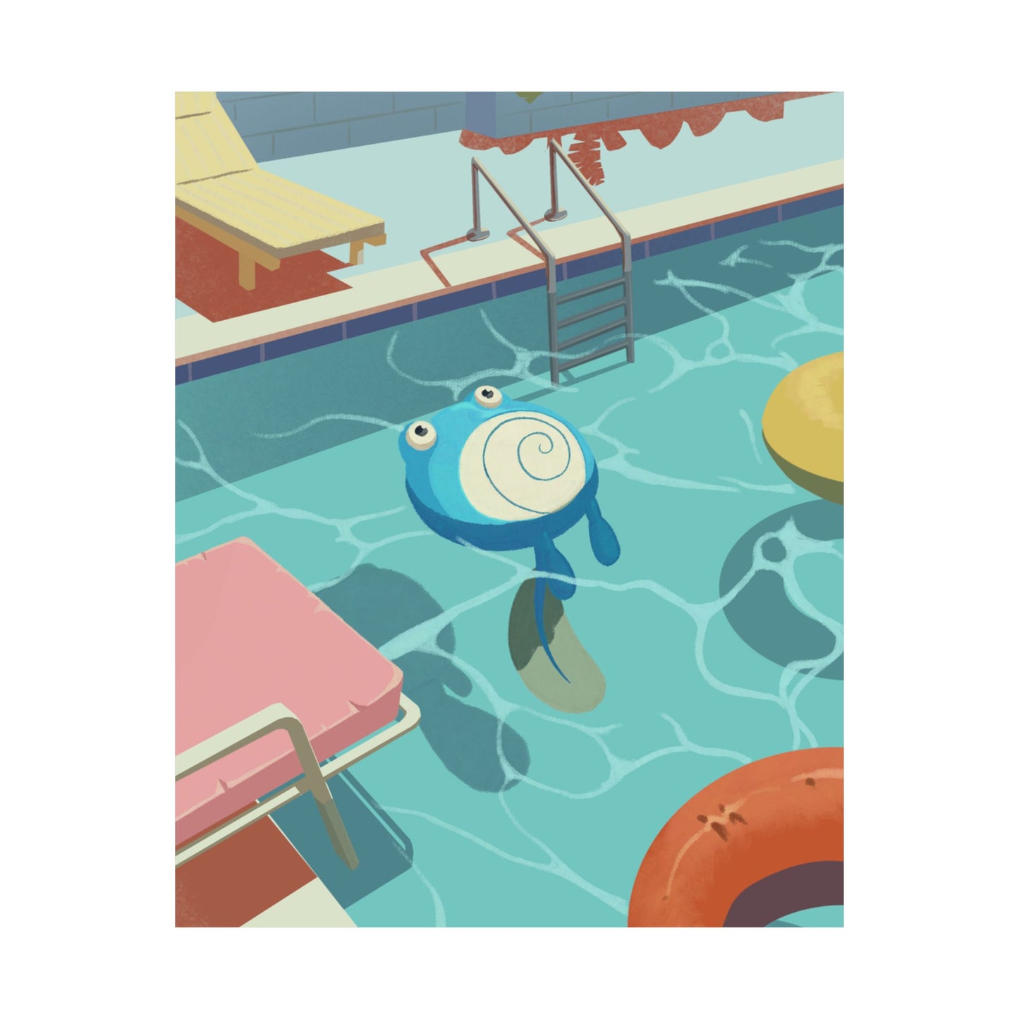 Pool Float Blue Frog Poster