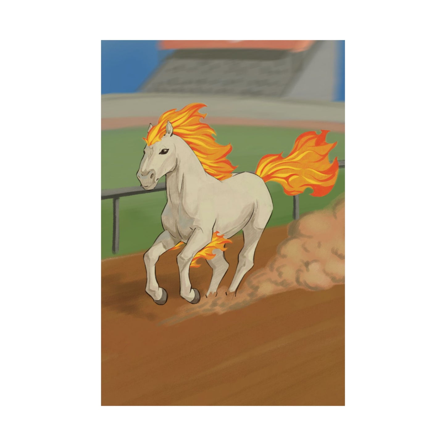 Flaming Mane Horse Matte Vertical Poster