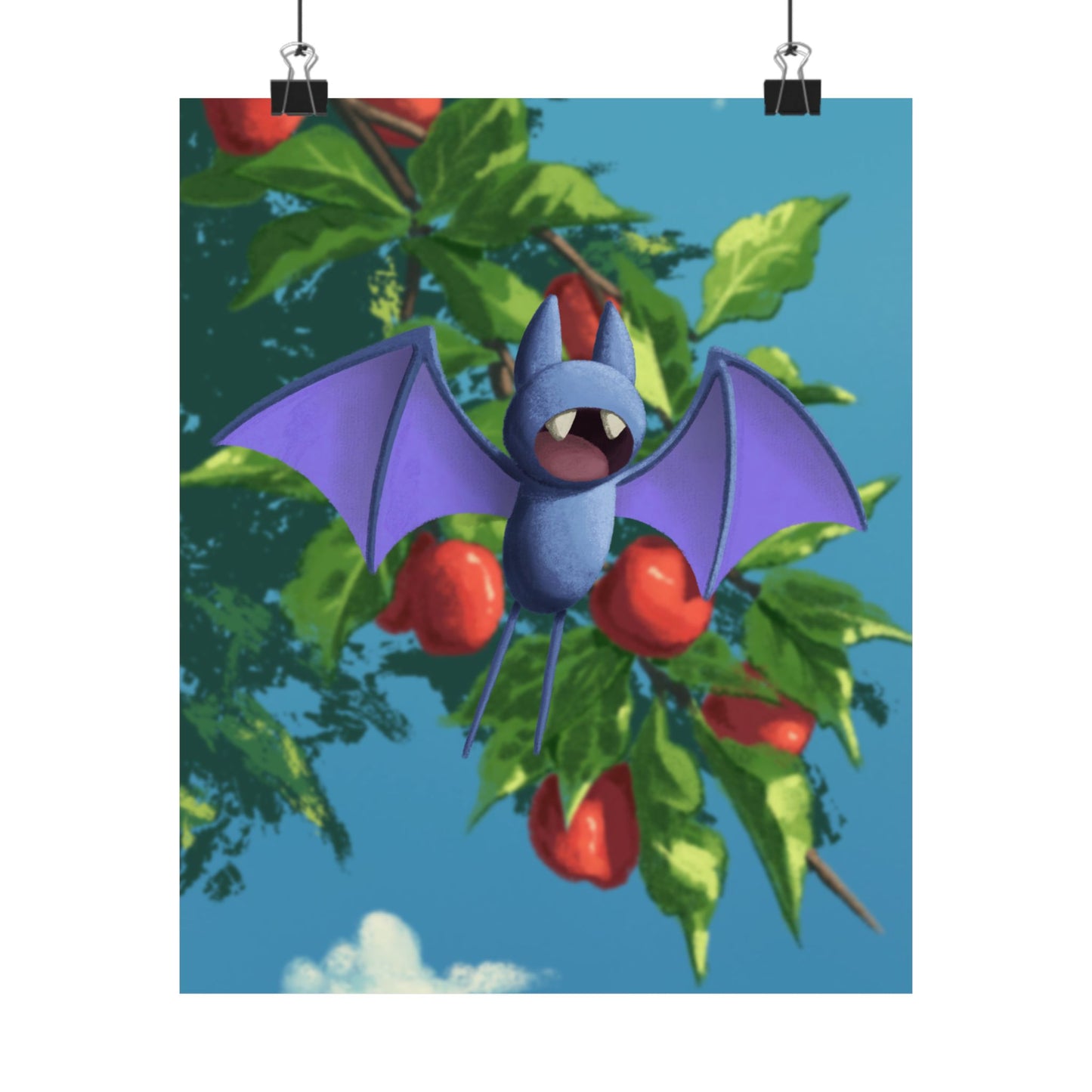 Bat Cherry Tree Matte Poster