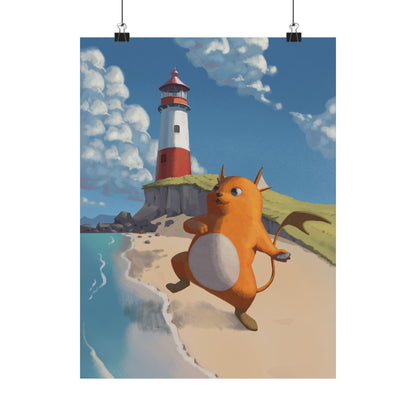 Lighthouse Beach Cute Creature Poster