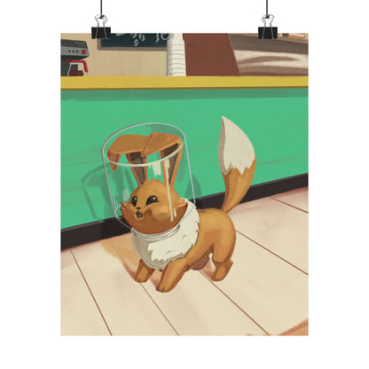 Cute Fox in Helmet Matte Vertical Poster