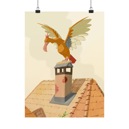 Scarecrow Stork Chimney Poster
