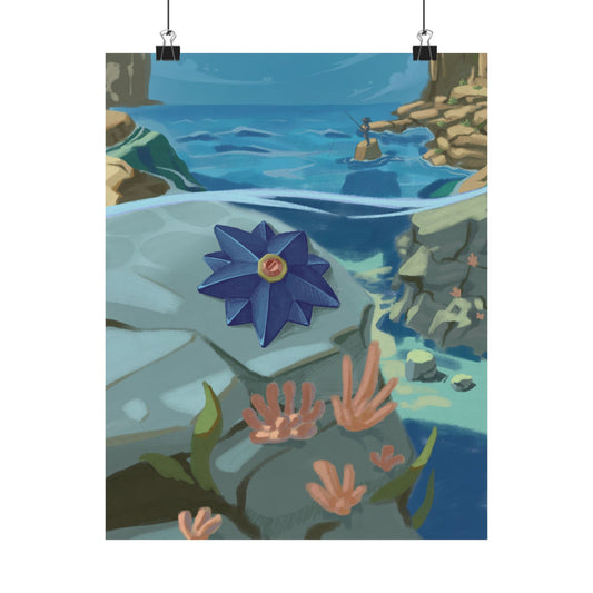 Ocean Cliff Blue Star Poster