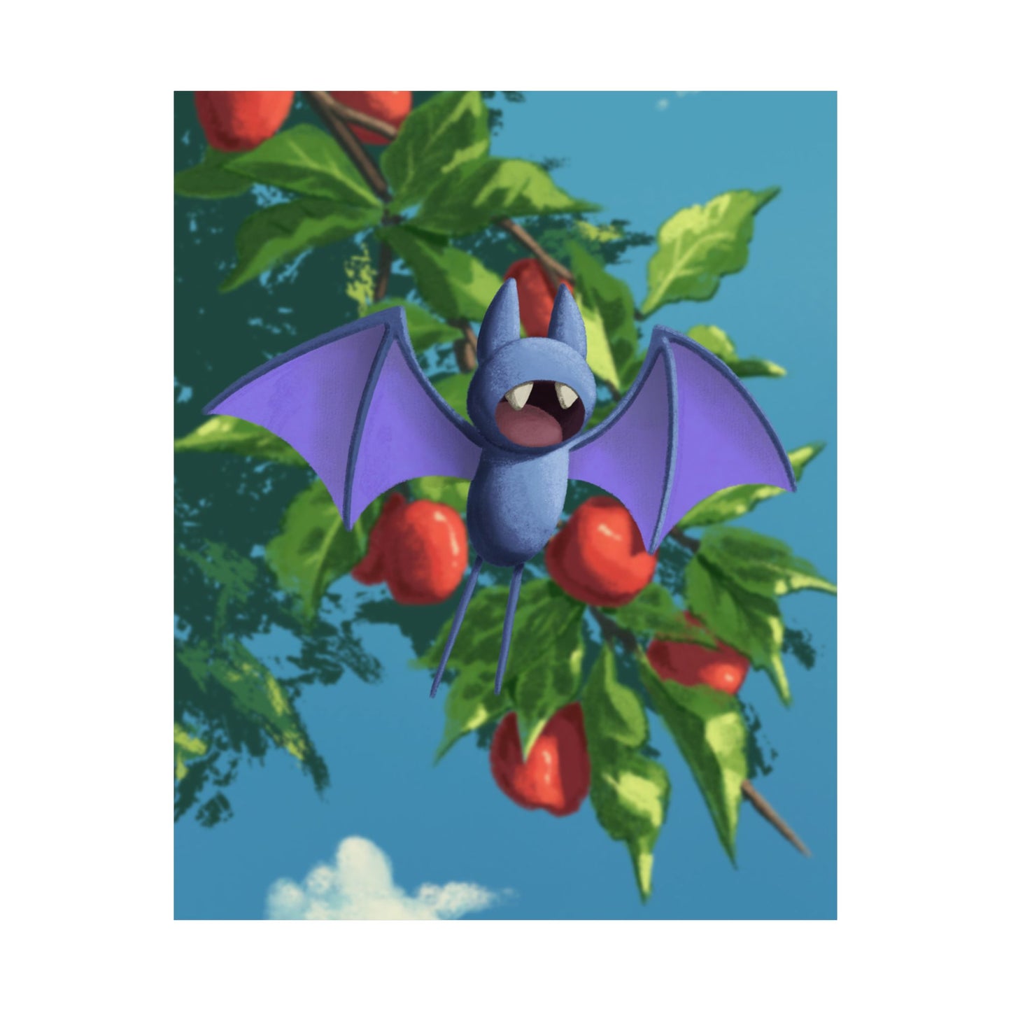 Bat Cherry Tree Matte Poster