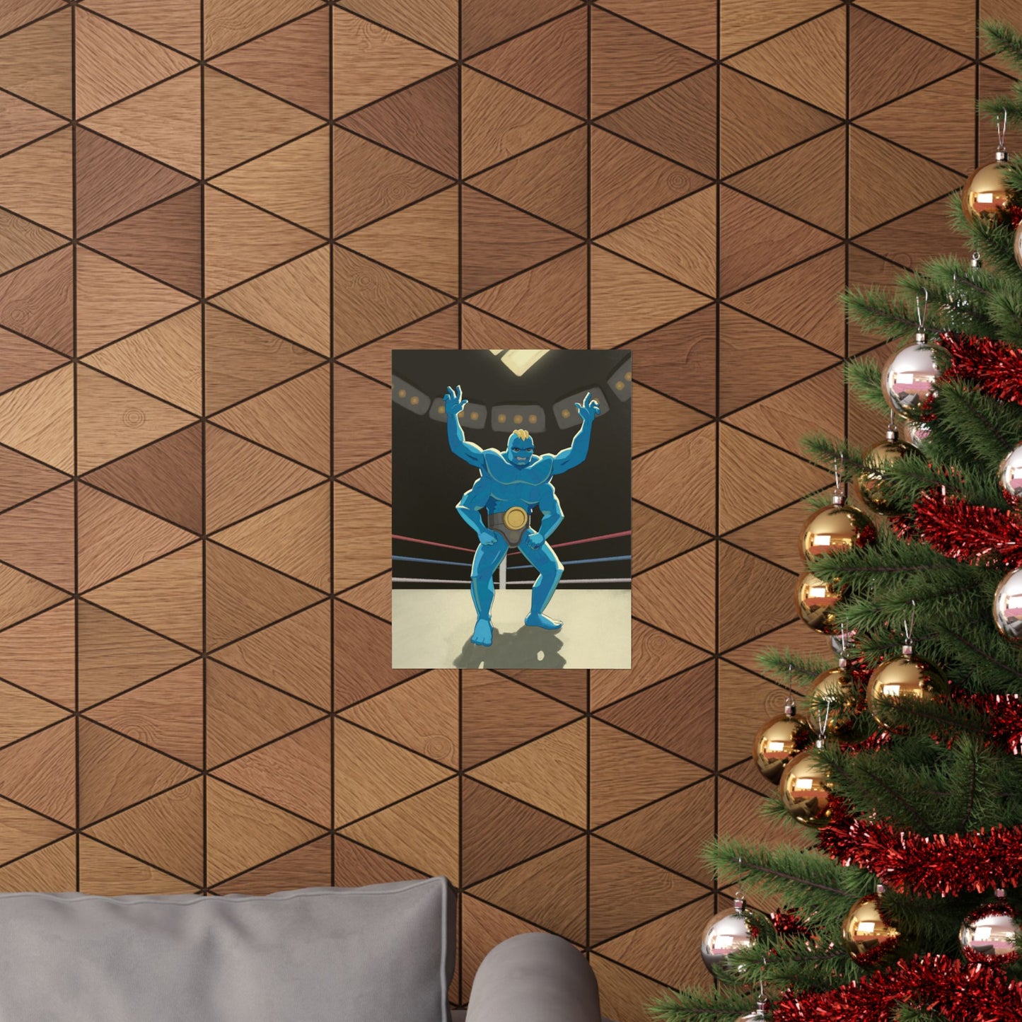 Blue Four-Armed Wrestler Poster