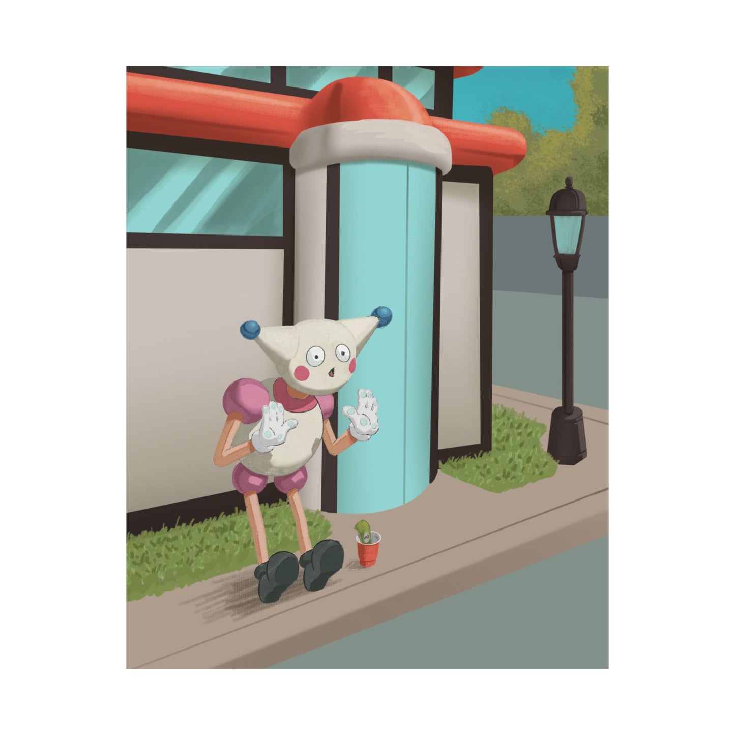 Mime at Bus Stop Poster