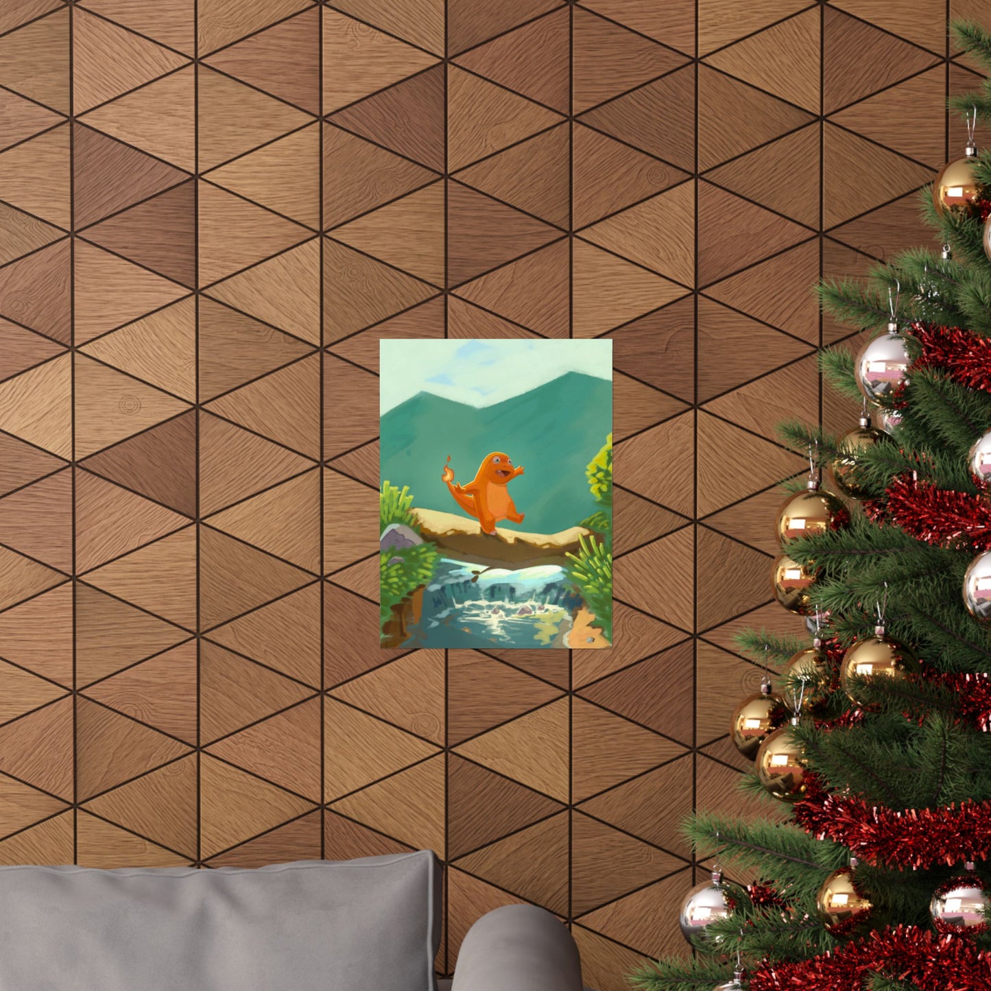 Little Orange Lizard Mountain Walk Poster