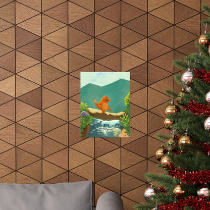 Little Orange Lizard Mountain Walk Poster