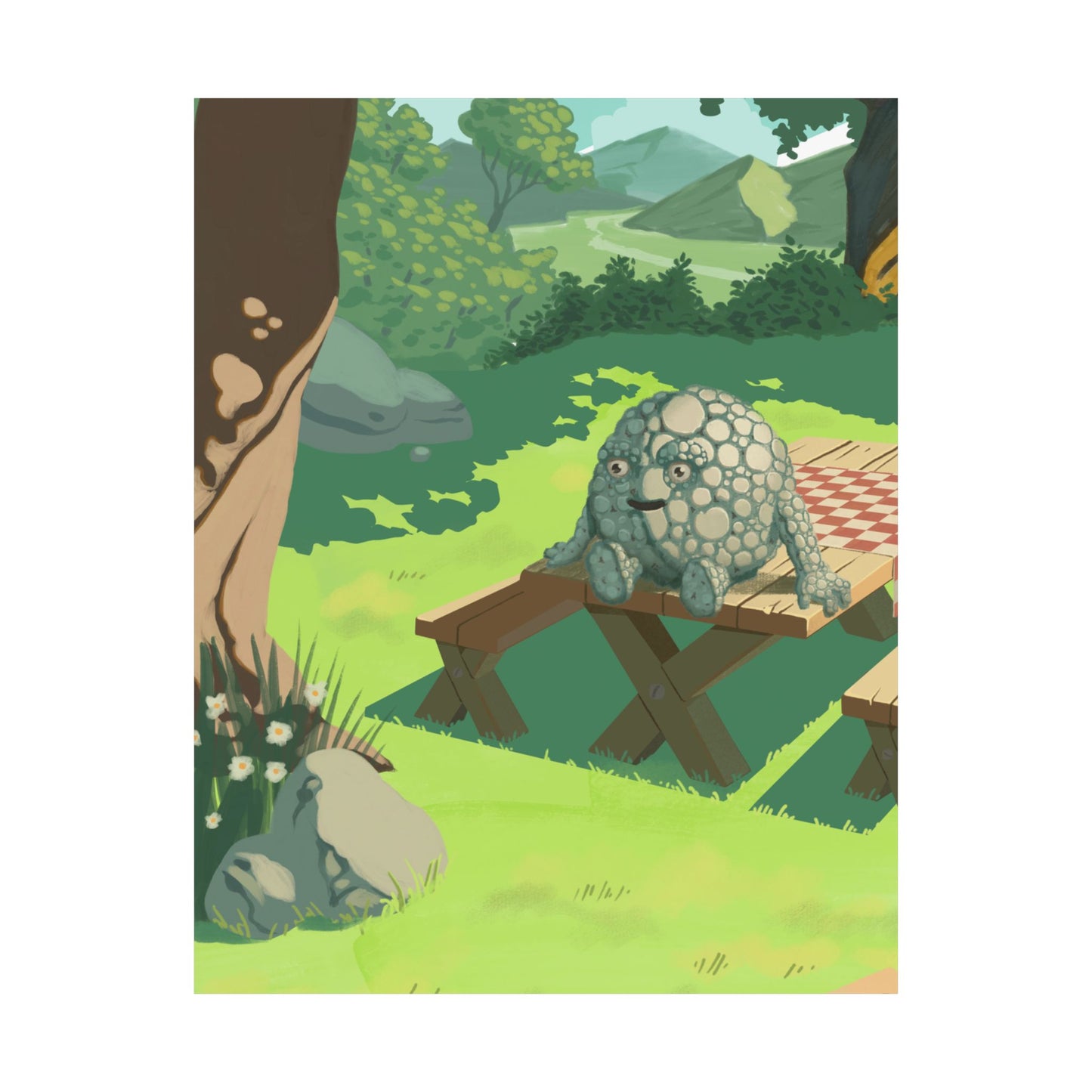 Whimsical Garden Stone Golem Poster