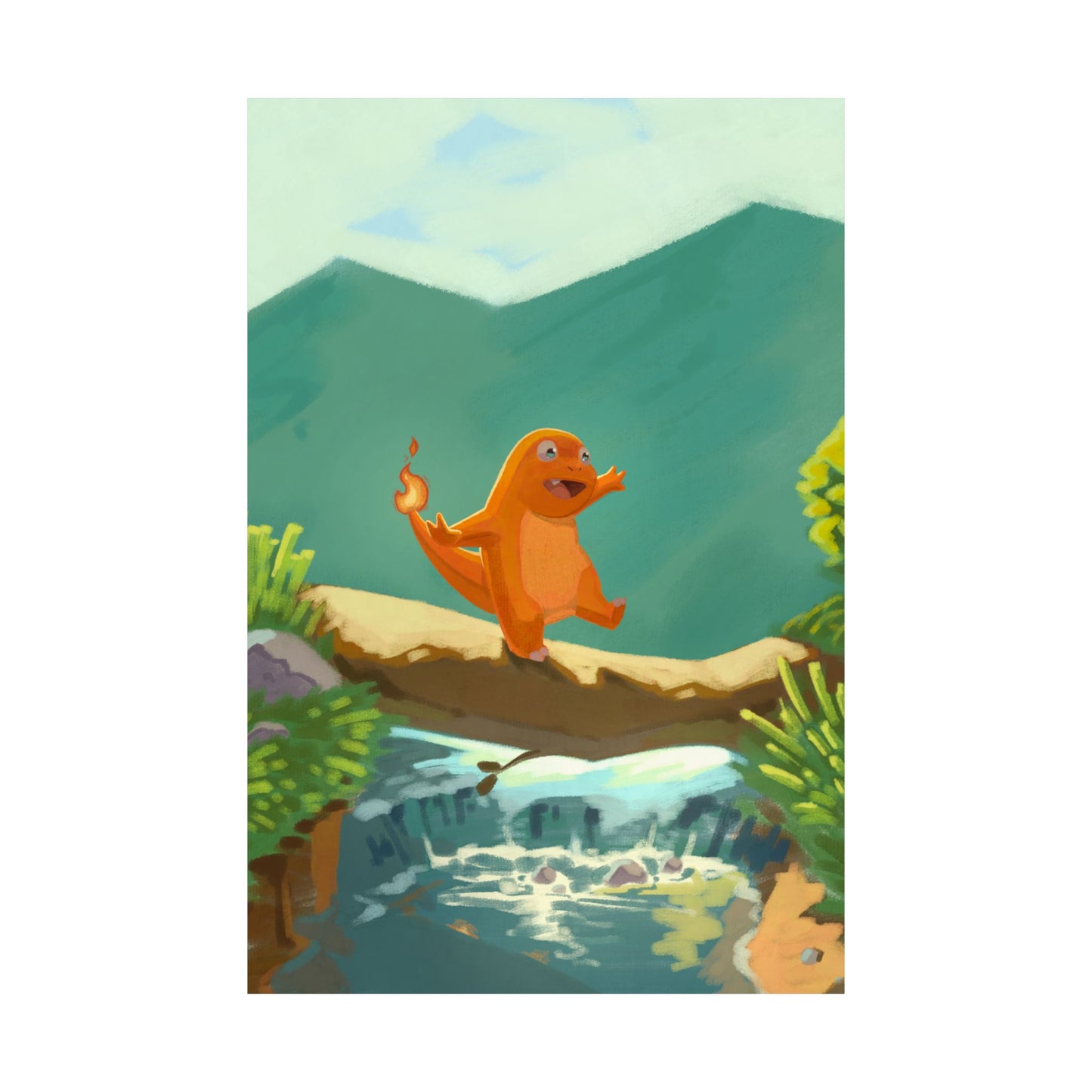 Little Orange Lizard Mountain Walk Poster