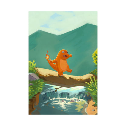 Little Orange Lizard Mountain Walk Poster