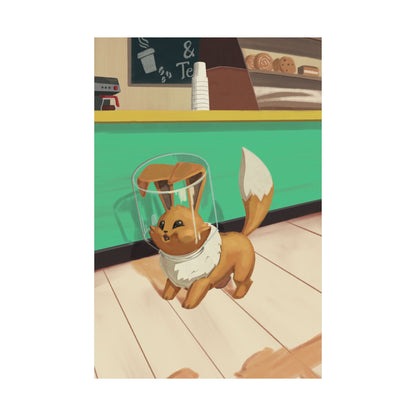 Cute Fox in Helmet Matte Vertical Poster