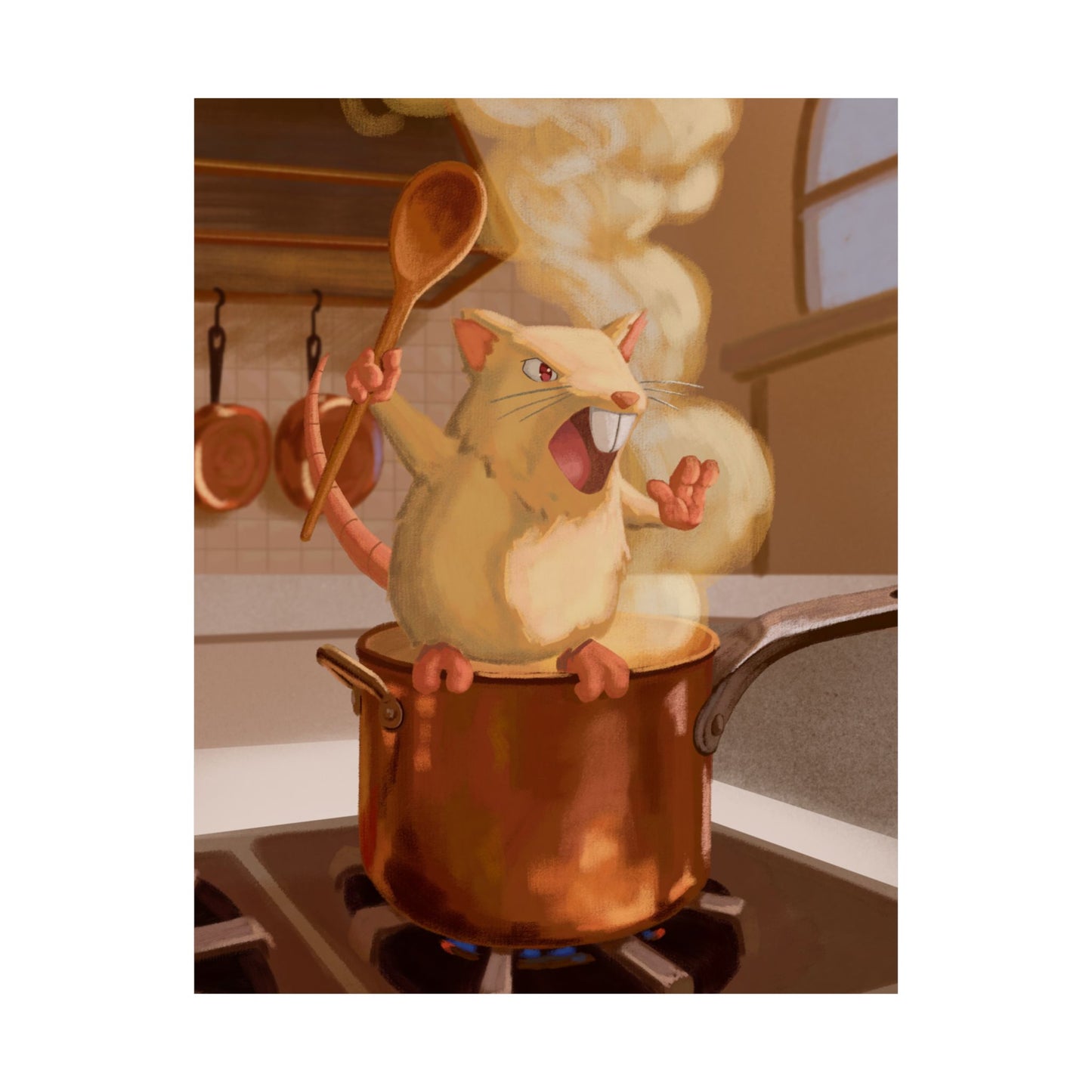 PopKnuckle: From Memory Series - Mad Rat Cook - Raging Rat in the Pot Matte Vertical Poster