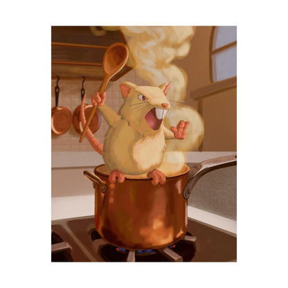 PopKnuckle: From Memory Series - Mad Rat Cook - Raging Rat in the Pot Matte Vertical Poster