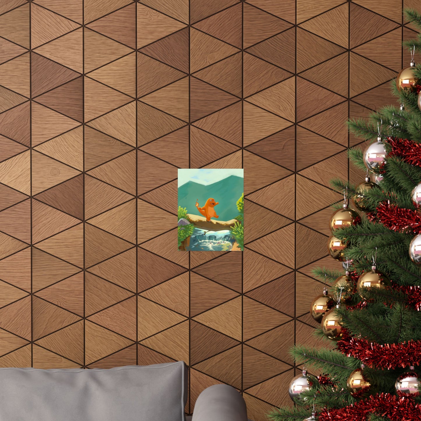 Little Orange Lizard Mountain Walk Poster