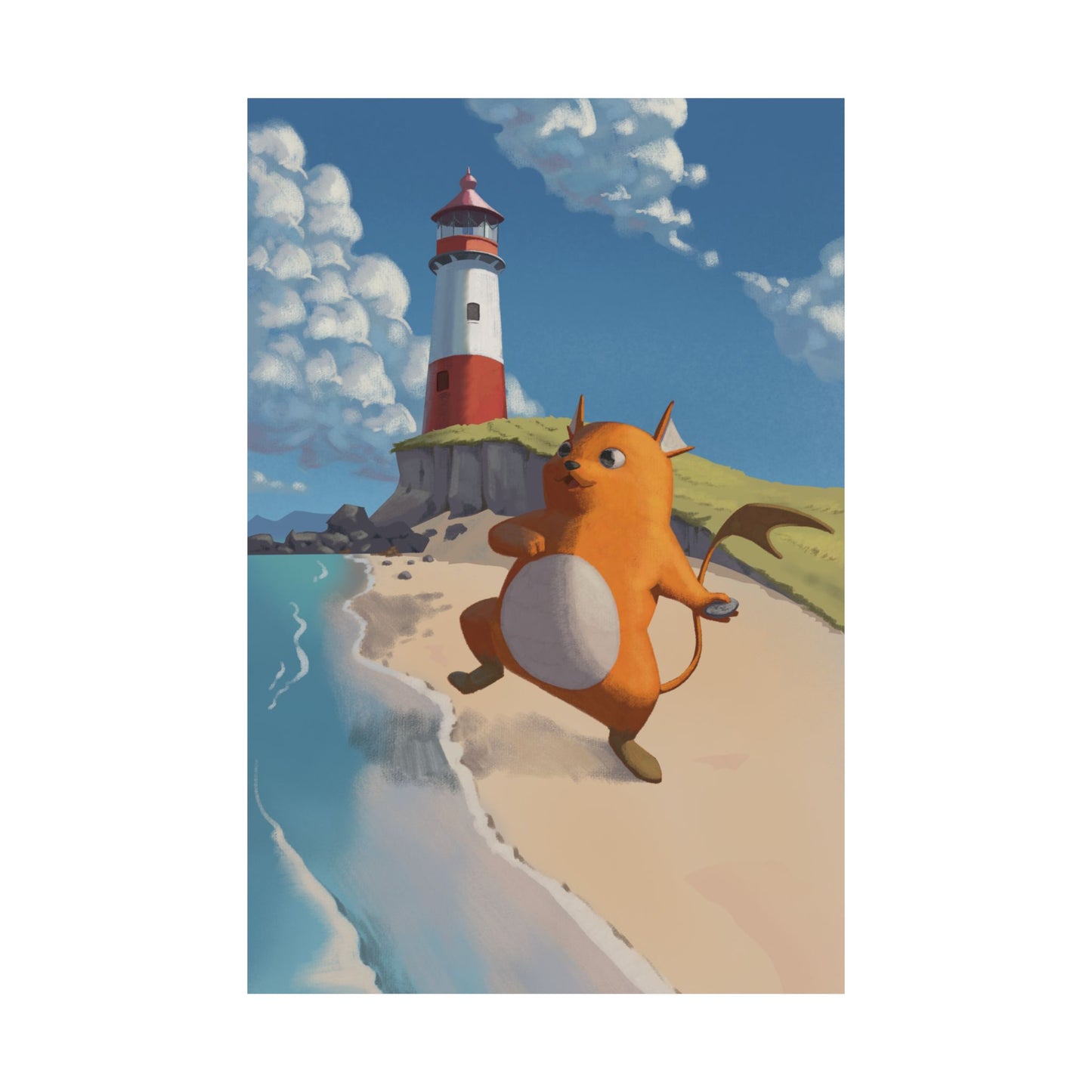 Lighthouse Beach Cute Creature Poster