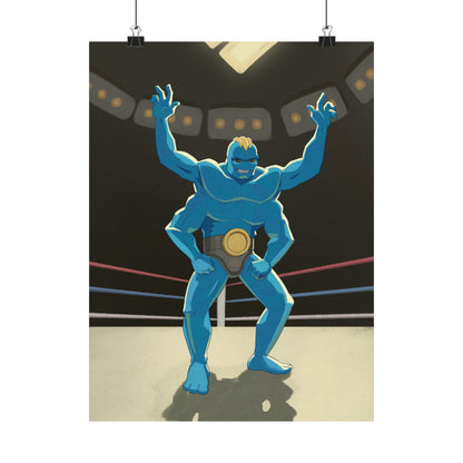 Blue Four-Armed Wrestler Poster
