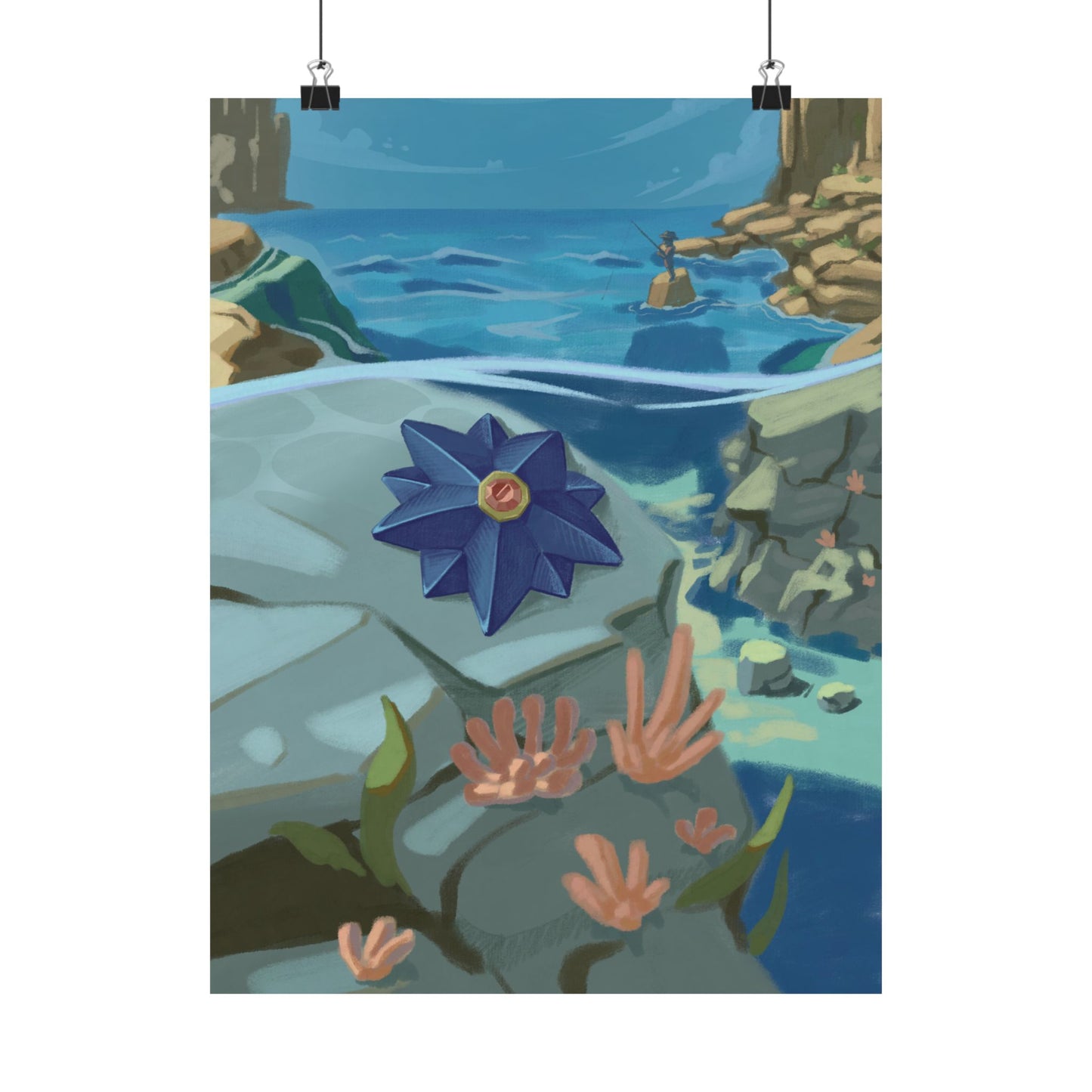 Ocean Cliff Blue Star Poster